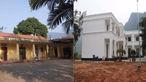 Khuôn viên Nhà điều hành Nhà máy thủy điện Nậm Má trước và sau nâng cấp. 