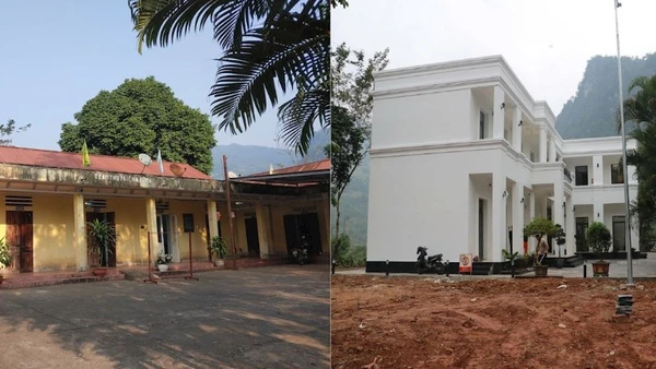 Khuôn viên Nhà điều hành Nhà máy thủy điện Nậm Má trước và sau nâng cấp. 