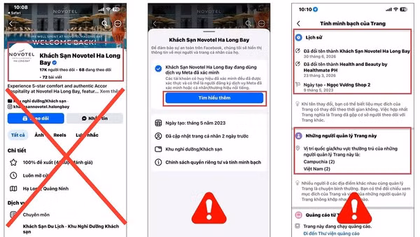 Một trang fanpage giả mạo có tích xanh với lịch sử tên trang bị thay đổi và vị trí đăng nhập tài khoản từ trong nước và nước ngoài. Tội phạm mạng tinh vi hơn khi hướng dẫn khách hàng chuyển tiền vào đúng tài khoản ngân hàng chính thức của doanh nghiệp nhằm tạo dựng niềm tin, trước khi kích hoạt kịch bản lừa đảo "hoàn tiền vì chuyển sai cú pháp" để chiếm đoạt số tiền lớn hơn.