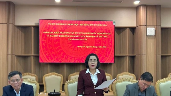 Ủy viên Trung ương Đảng, Phó Chủ tịch Quốc hội Nguyễn Thị Thanh - Ủy viên Hội đồng Bầu cử quốc gia làm Trưởng đoàn, tiến hành giám sát, kiểm tra công tác bầu cử đại biểu Quốc hội khóa XVI và đại biểu Hội đồng nhân dân các cấp nhiệm kỳ 2026-2031 tại Hưng Yên.