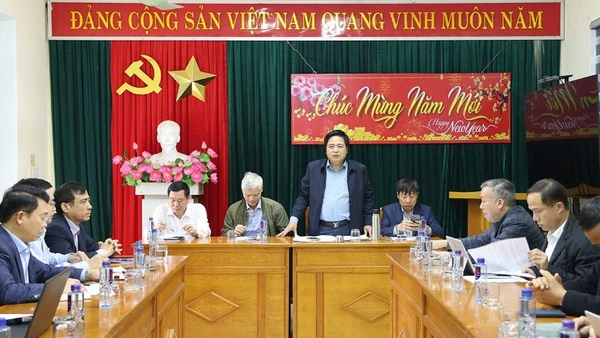 Tổng giám đốc EVNNPT Trương Hữu Thành chủ trì cuộc họp với các đơn vị liên quan và yêu cầu các nhà thầu cần quyết tâm cao, nỗ lực lớn để đưa dự án về đích. 