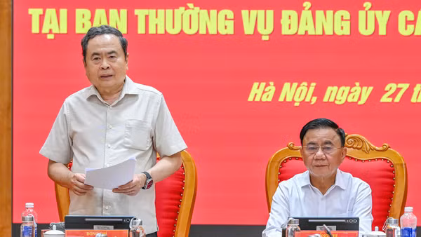 Đoàn kiểm tra số 11 do Chủ tịch Quốc hội Trần Thanh Mẫn làm Trưởng đoàn, tổ chức hội nghị thông qua báo cáo kết quả kiểm tra tại Ban Thường vụ Đảng ủy các cơ quan Đảng Trung ương. (Ảnh: THỦY NGUYÊN)