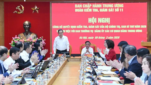 Chủ tịch Quốc hội Trần Thanh Mẫn làm Trưởng đoàn Kiểm tra, giám sát năm 2026 quán triệt nội dung làm việc tại Ban Thường vụ Đảng ủy các cơ quan Đảng Trung ương.