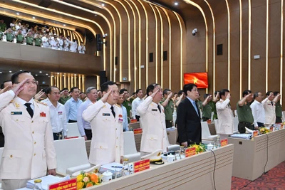 Chủ tịch nước Lương Cường dự hội nghị sơ kết công tác 6 tháng đầu năm của Bộ Công an. (Ảnh: THỦY NGUYÊN)