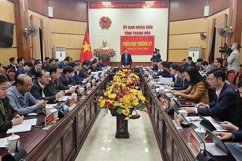 Quang cảnh phiên họp Ủy ban nhân dân tỉnh Thanh Hóa thường kỳ.