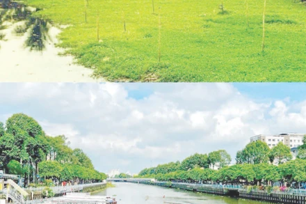 Hình ảnh kênh Nhiêu Lộc-Thị Nghè trước và sau cải tạo. (Ảnh TRUNG ANH)