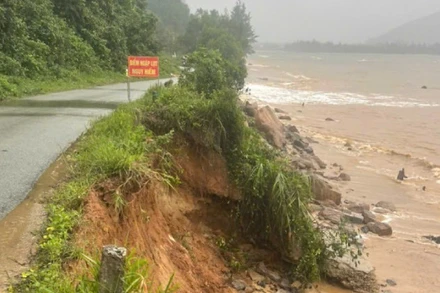 Khu vực đèo số 5, thôn Lộc Hưng được xác định có nguy cơ sạt lở cao. (Ảnh: Chi cục Thủy lợi và Biến đổi khí hậu cung cấp)