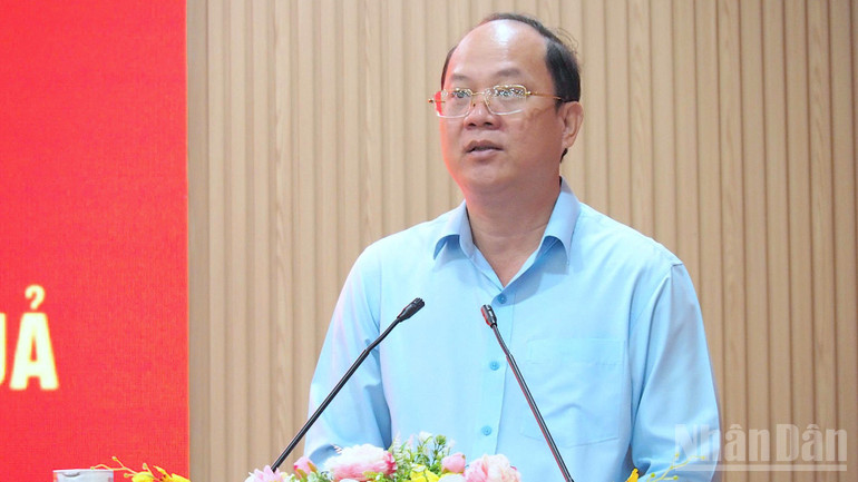 Secretary of Ca Mau Provincial Party Committee Nguyen Ho Hai gave a speech at the conference. ndo_br_nq-2-7355.jpg