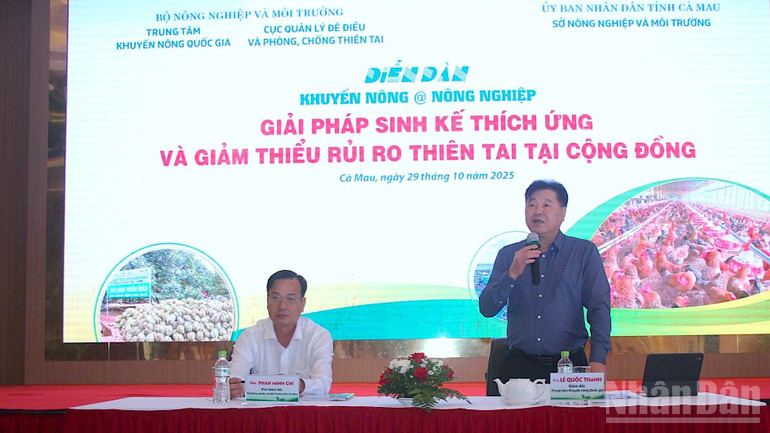 Giám đốc Trung tâm Khuyến nông quốc gia Lê Quốc Thanh chia sẻ tại diễn đàn. ndo_br_khuyen-nong-2-9322.jpg