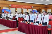 Các đồng chí lãnh đạo Đảng, Nhà nước và các đại biểu dự Đại hội Đảng bộ cơ quan Ủy ban Kiểm tra Trung ương. (Ảnh ĐĂNG KHOA)
