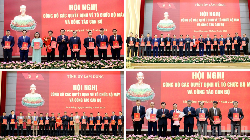 Lãnh đạo tỉnh Lâm Đồng trao quyết định cho lãnh đạo Văn phòng Ủy ban nhân dân tỉnh, Sở Xây dựng, Sở Nông nghiệp và Môi trường, Ban quản lý các khu công nghiệp tỉnh. ndo_br_4-so.jpg