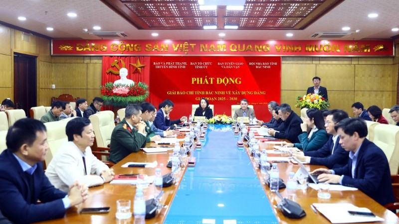 Quang cảnh Lễ phát động Giải Báo chí tỉnh Bắc Ninh về xây dựng Đảng, giai đoạn 2025-2030.