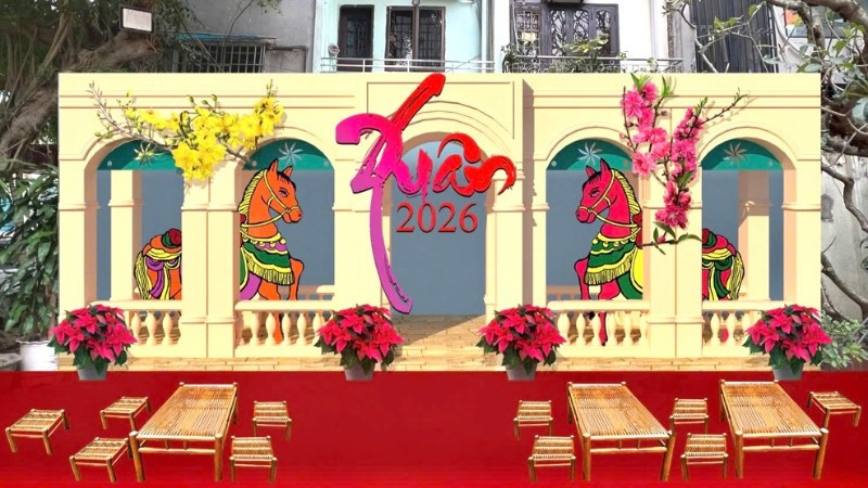 Không gian viết thư pháp và cắm hoa nghệ thuật tại “Hội Xuân Bính Ngọ 2026”.