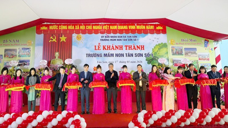Trường mầm non Tân Sơn số 1-công trình chào mừng Đại hội Đảng toàn quốc lần thứ XIV được khánh thành ngày 17/1/2026.