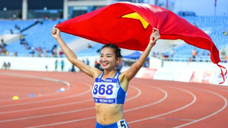 Vận động viên Nguyễn Thị Oanh của tỉnh Bắc Ninh xuất sắc giành 3 huy chương Vàng tại SEA Games 33. (Ảnh: Thành Đạt)