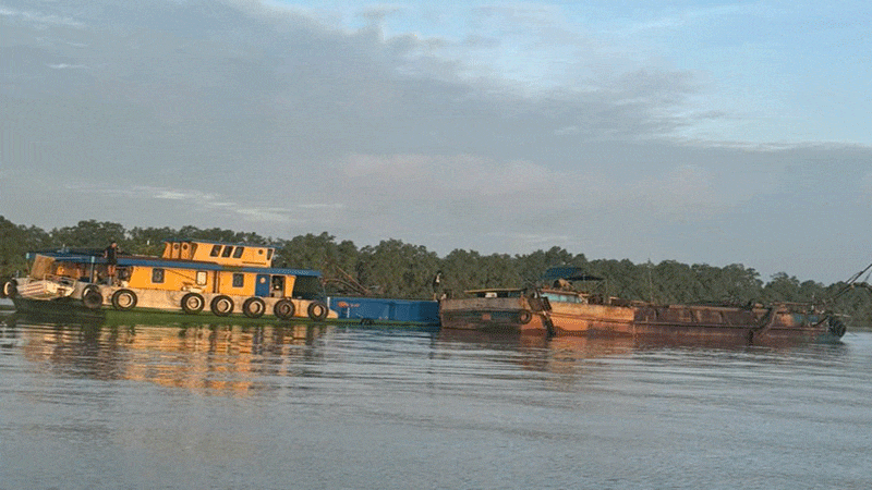 Các phương tiện và tang vật vi phạm bị Bộ đội Biên phòng tỉnh Đồng Tháp tạm giữ.