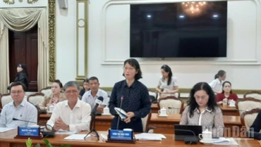 Phó Chủ tịch Ủy ban nhân dân Thành phố Hồ Chí Minh Trần Thị Diệu Thúy phát biểu tại buổi làm việc. 