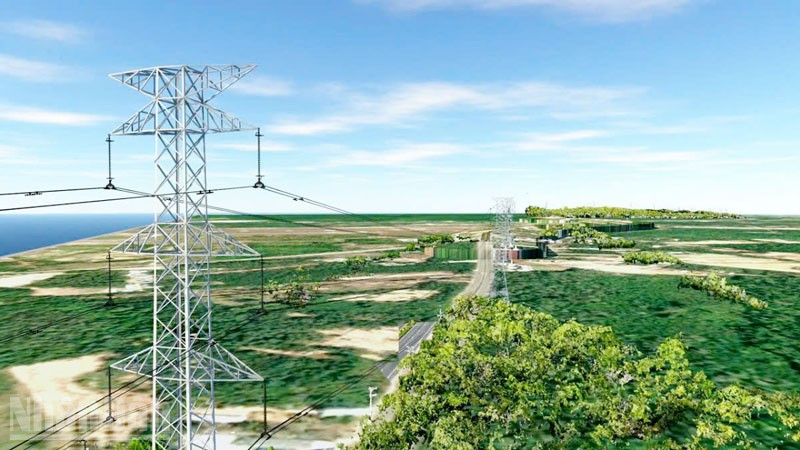 Mô hình phần đường dây đấu nối Trạm biến áp 220/110 kV Phú Quốc.