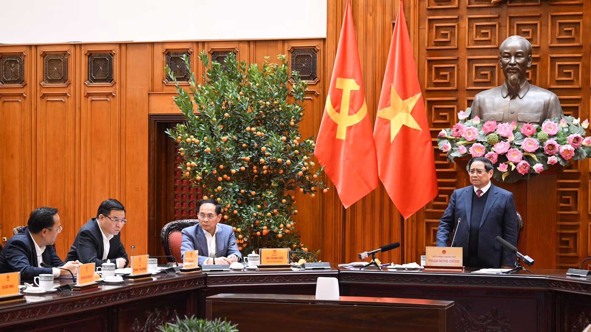 Thủ tướng Phạm Minh Chính phát biểu tại Phiên họp lần thứ năm của Ban Chỉ đạo xây dựng nhà máy điện hạt nhân.