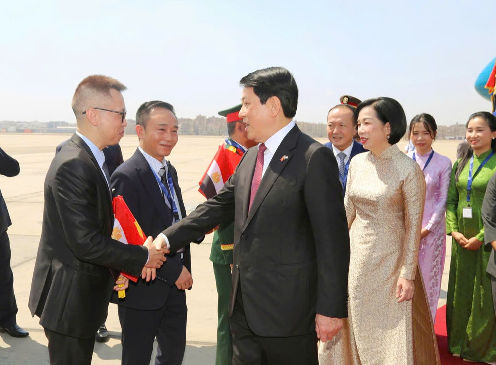 Chủ tịch nước Lương Cường đến Cairo, bắt đầu chuyến thăm cấp Nhà nước Cộng hòa Arab Ai Cập. (Ảnh: Xuân Kỳ) z6869773420610-79fdd113588bd4097c612d4f3e57e430.jpg