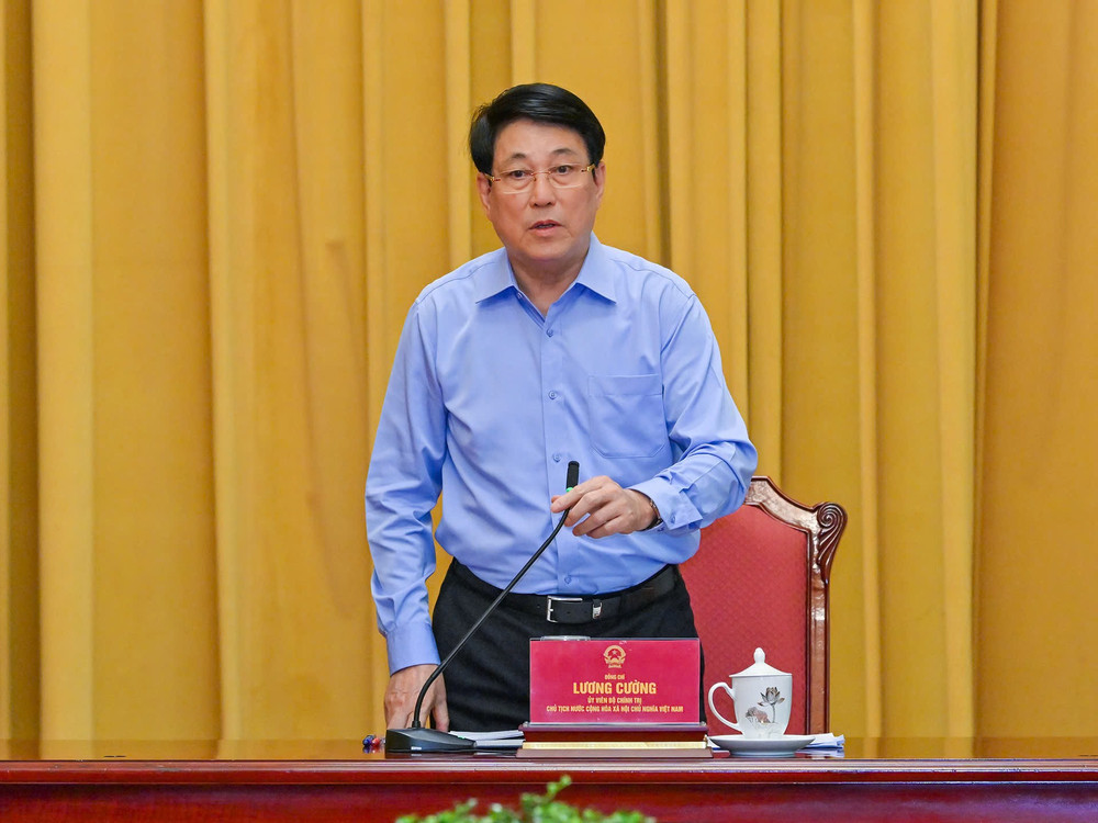 Chủ tịch nước Lương Cường phát biểu chỉ đạo tại buổi làm việc. z6744411556699-25681126af774cb30f8c2f19e6b6d530.jpg