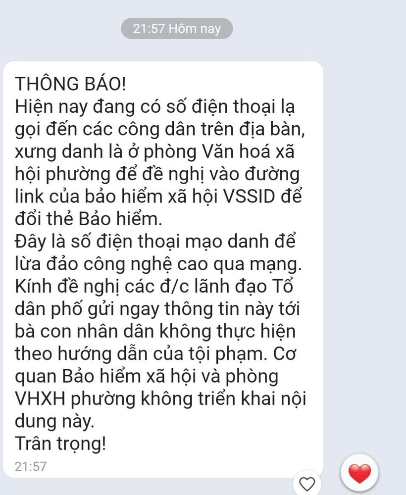 Nội dung cảnh bảo của tổ dân phố ở thành phố Hà Nội.