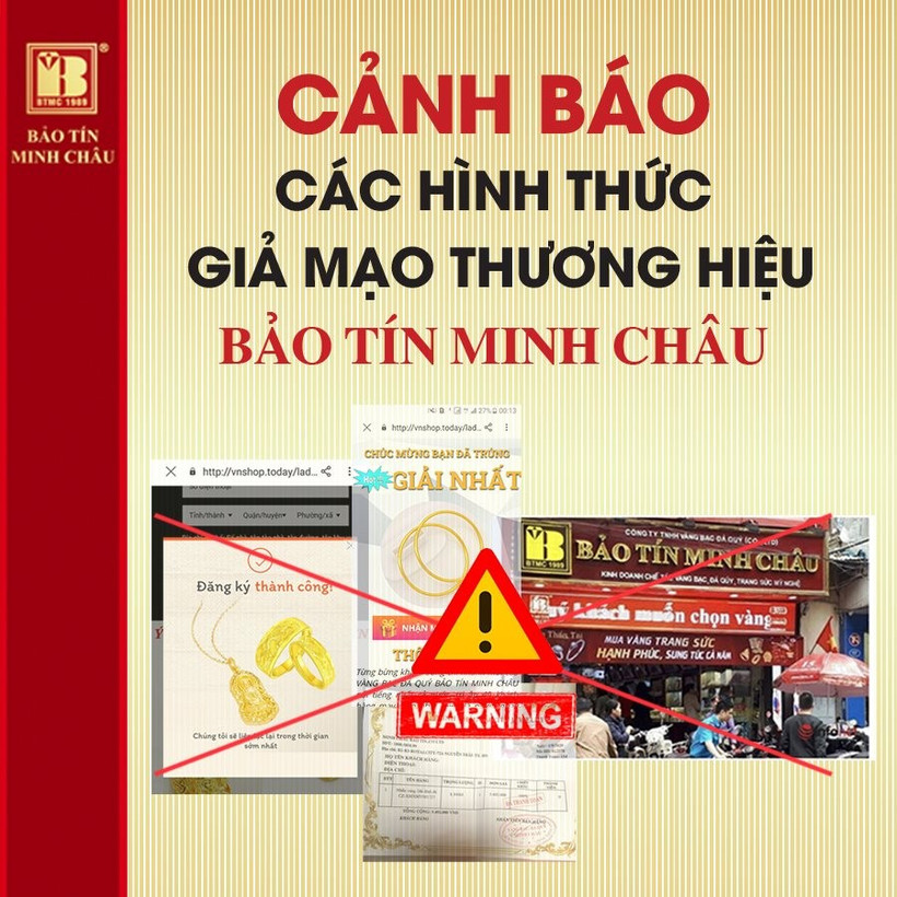 Các thương hiệu vàng bạc cảnh báo tình trạng lừa đảo qua Facebook tích xanh giả.