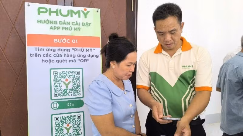 Hướng dẫn bà con cài app Phú Mỹ tại chương trình