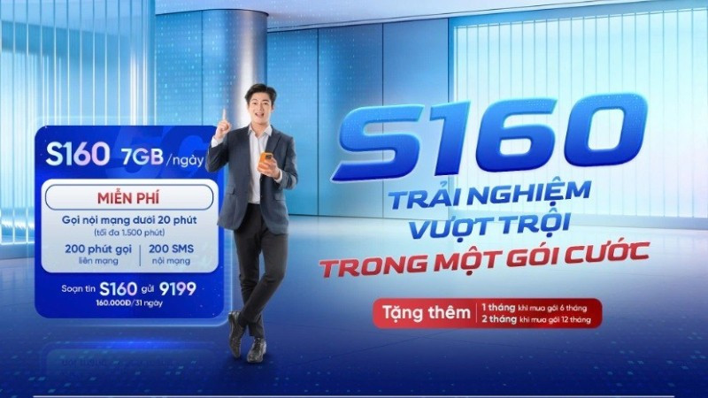Gói cước S160 được MobiFone thiết kế vừa mang về data, vừa ưu đãi thoại và SMS toàn diện