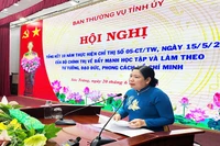 Phó Bí thư Thường trực Tỉnh ủy Sóc Trăng Hồ Thị Cẩm Đào phát biểu tại hội nghị.