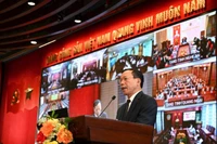 Hội nghị trực tuyến từ điểm cầu trụ sở Tòa án nhân dân tối cao.