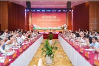 Các đại biểu biểu quyết tại hội nghị.