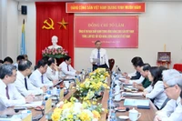 Tổng Bí thư Tô Lâm và đoàn công tác của Trung ương làm việc với Viện Năng lượng nguyên tử Việt Nam (Bộ Khoa học và Công nghệ). (Ảnh: ĐĂNG KHOA)