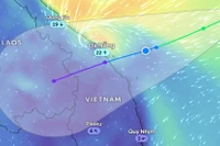 Vị trí bão số 12 lúc 14 giờ ngày 22/10. (Ảnh: Zoom Earth)