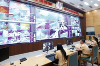 Hệ thống giám sát tại Trung tâm thông tin chỉ huy cảnh sát giao thông. (Ảnh: PV)