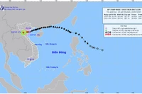 Bản đồ dự báo quỹ đạo và cường độ áp thấp nhiệt đới do Trung tâm Dự báo khí tượng thủy văn quốc gia phát lúc 20 giờ ngày 22/7.
