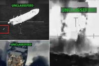 Một chiếc thuyền được cho là do các băng đảng ma túy điều hành ở phía Đông Thái Bình Dương sau khi bị trúng đòn không kích của Mỹ. (Nguồn: White House)