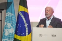 Tổng thống Brazil Luiz Inacio Lula da Silva phát biểu tại phiên khai mạc hội nghị. Ảnh: THX/TTXVN