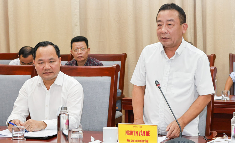 Phó Chủ tịch Ủy ban nhân dân tỉnh Nghệ An Nguyễn Văn Đệ phát biểu tại buổi làm việc. dc-ddeej1.jpg