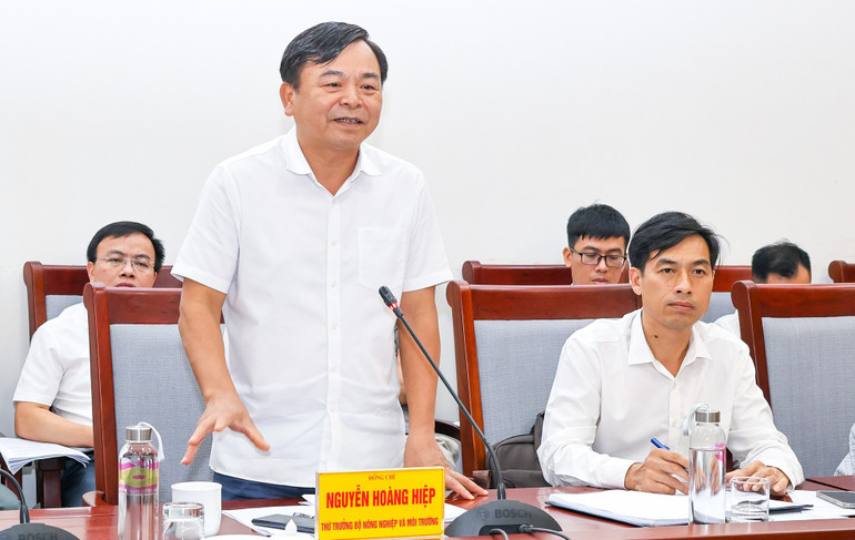 Thứ trưởng Nông nghiệp và Môi trường Nguyễn Hoàng Hiệp phát biểu tại buổi làm việc. thu-truong.jpg