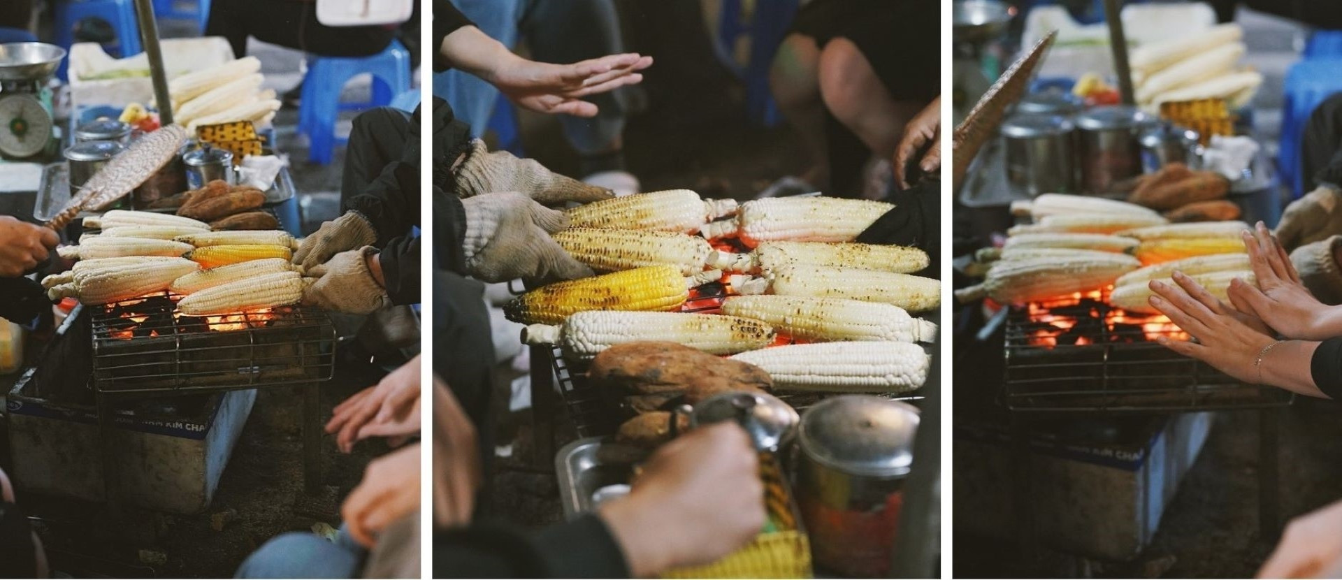 Trời lạnh, ngồi cạnh bếp than ấm sưởi đôi bàn tay cũng thật dễ chịu.