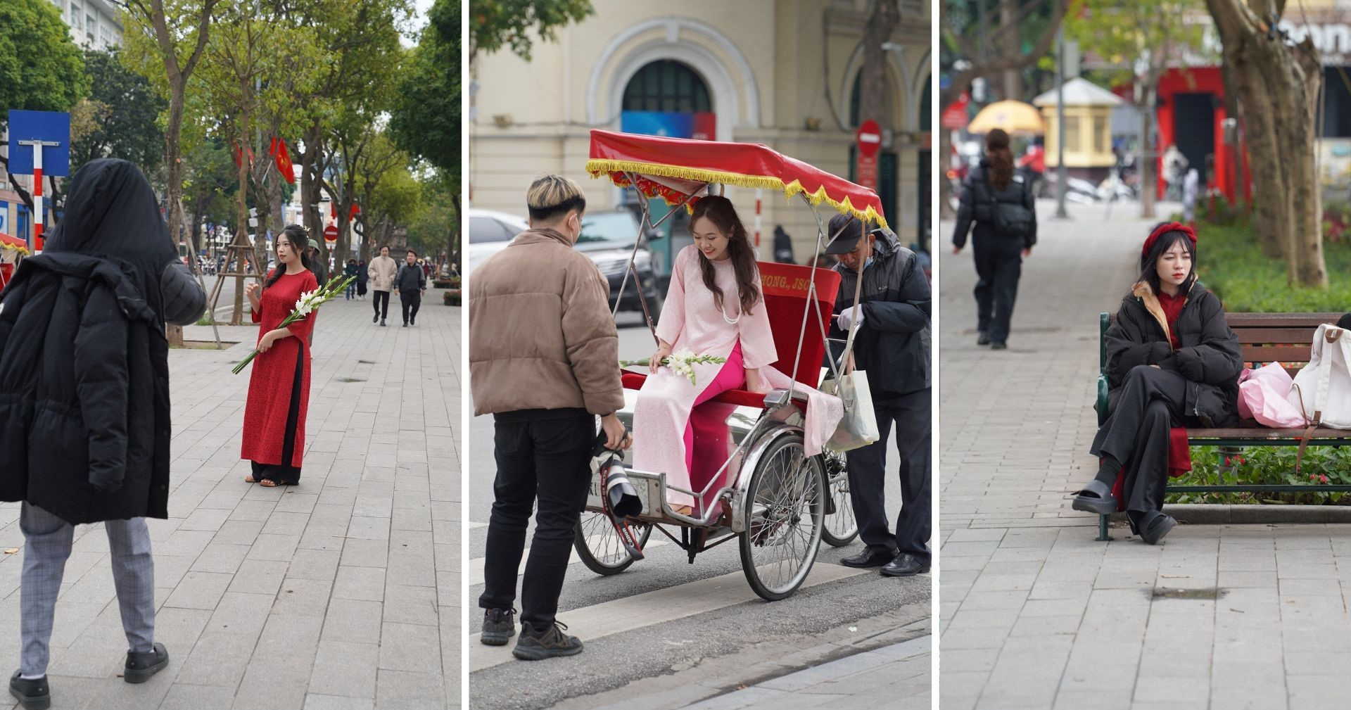 [Ảnh] Trào lưu chụp ảnh áo dài đón Tết của giới trẻ Hà Nội ảnh 1