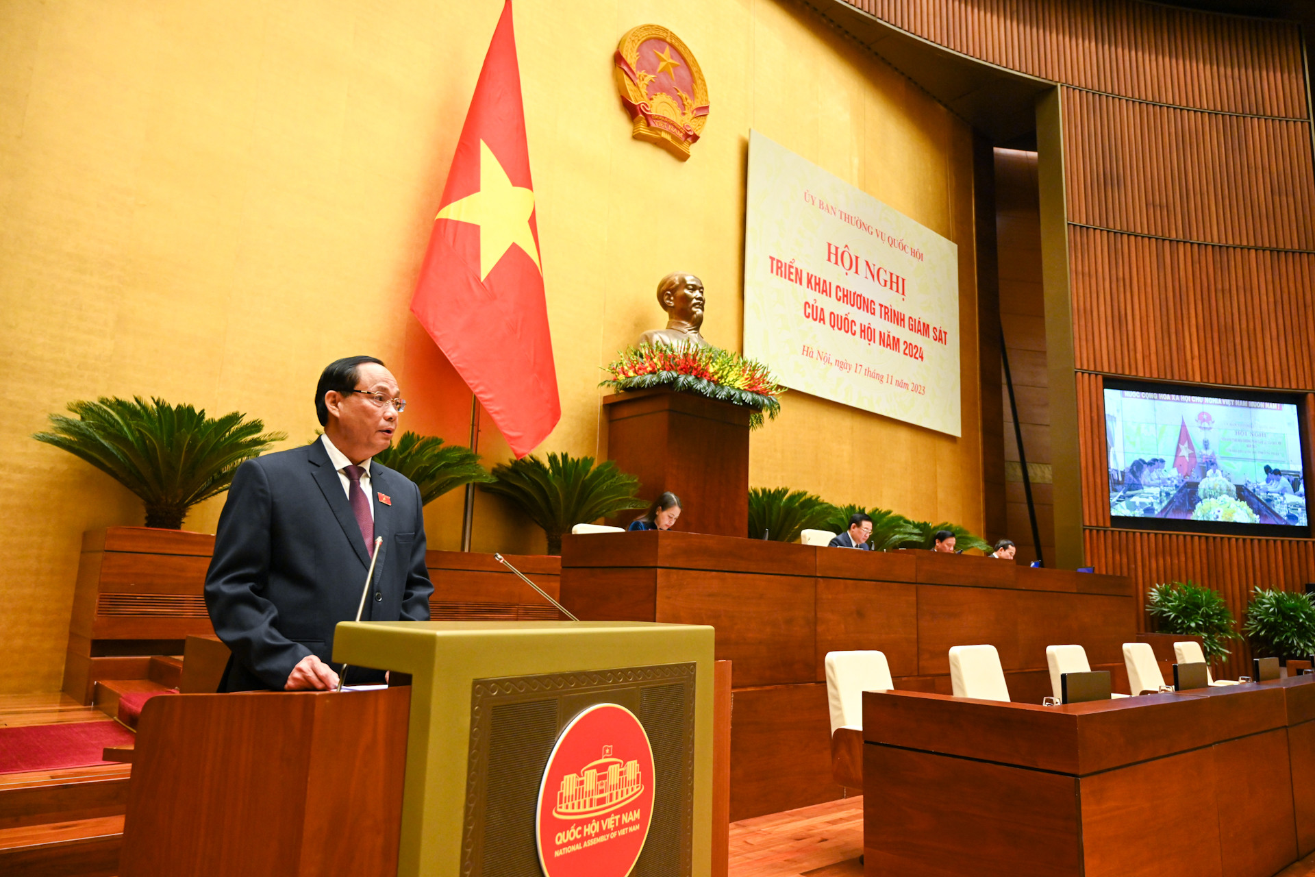 Phó Chủ tịch Quốc hội Trần Quang Phương phát biểu khai mạc hội nghị.