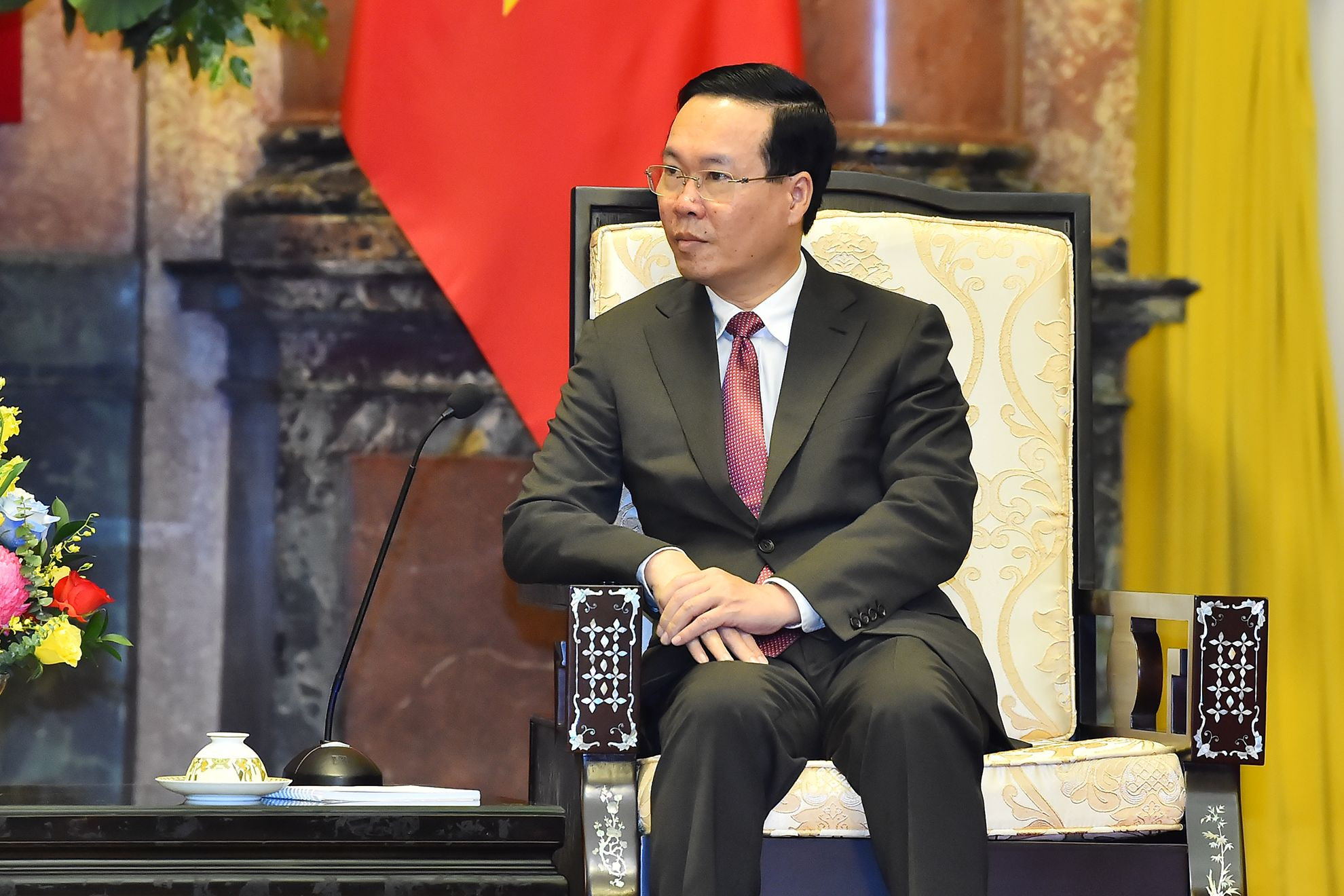 Chủ tịch nước Võ Văn Thưởng phát biểu tại buổi tiếp.