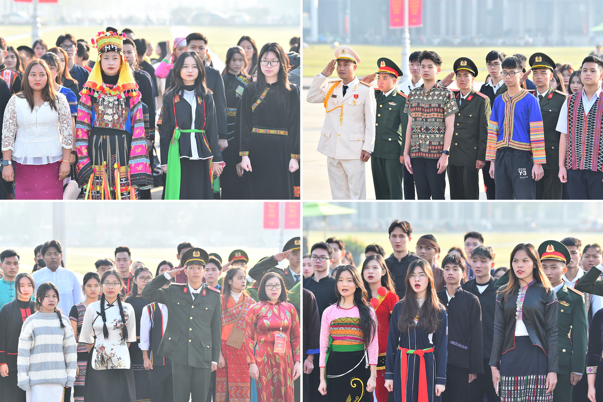 Các bạn học sinh, sinh viên, thanh niên dân tộc thiểu số xuất sắc, tiêu biểu trong trang phục truyền thống của dân tộc mình dự lễ báo công dâng Bác và vào Lăng viếng Chủ tịch Hồ Chí Minh. Các bạn học sinh, sinh viên, thanh niên dân tộc thiểu số xuất sắc, tiêu biểu trong trang phục truyền thống của dân tộc mình dự lễ báo công dâng Bác và vào Lăng viếng Chủ tịch Hồ Chí Minh.