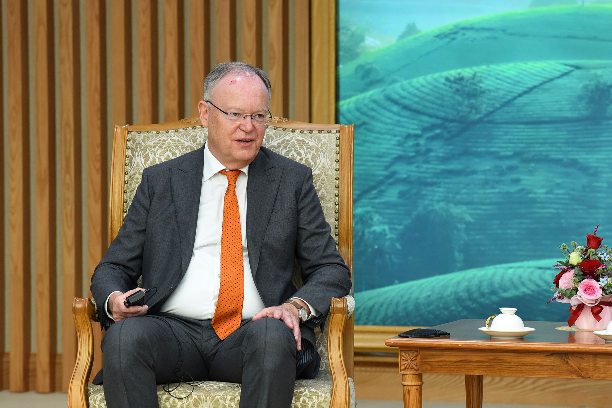 Ngài Stephan Weil, Thủ hiến bang Hạ Saxony phát biểu tại buổi tiếp.