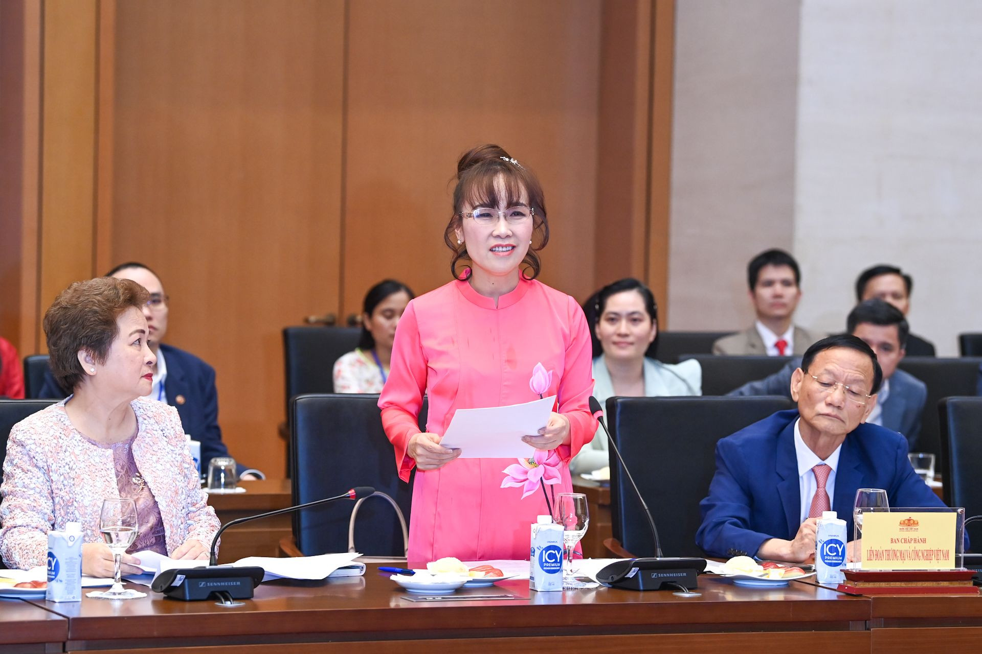 Doanh nhân Nguyễn Thị Phương Thảo, Chủ tịch Sovico Group phát biểu tại buổi gặp mặt.