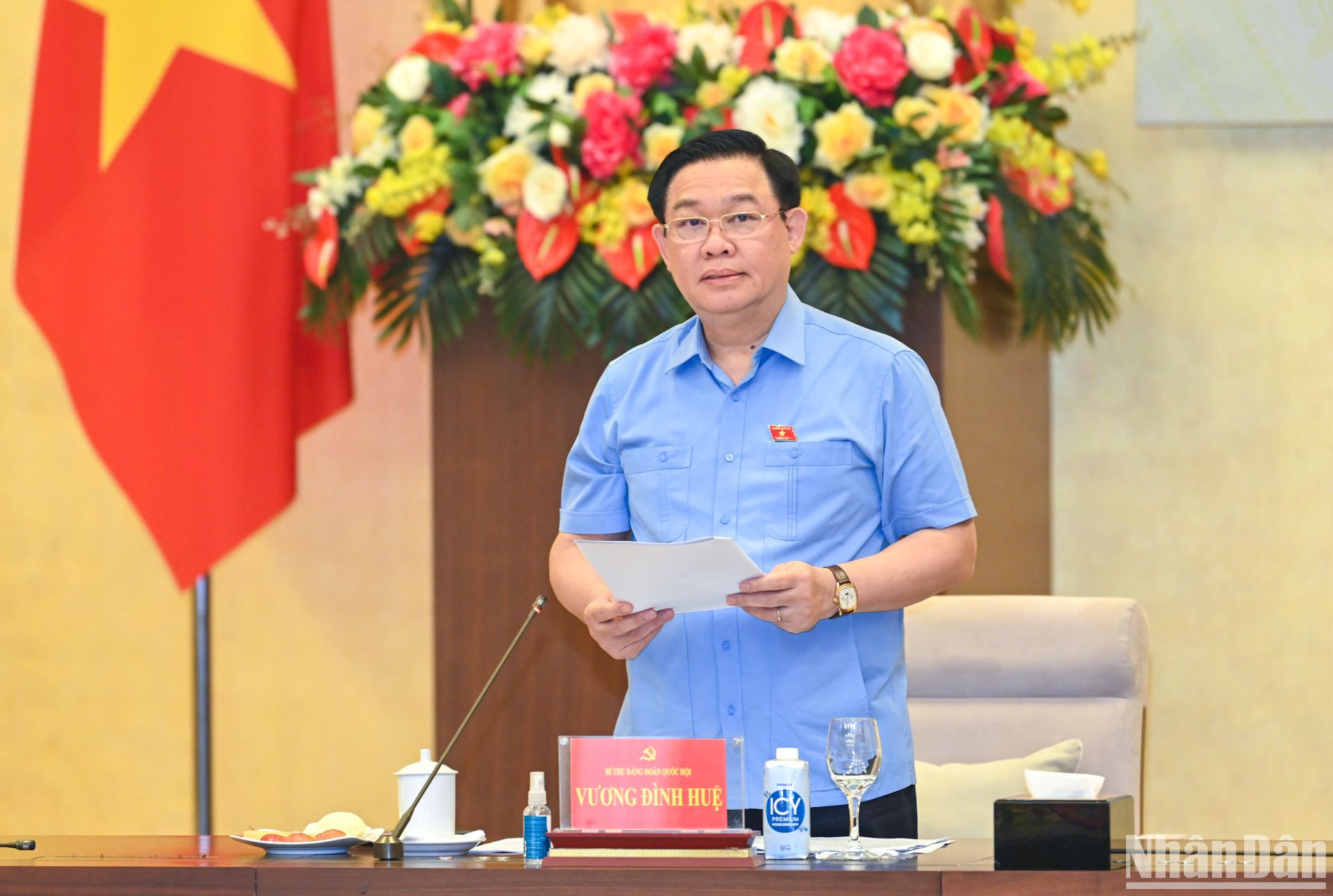 Bí thư Đảng đoàn Quốc hội, Chủ tịch Quốc hội Vương Đình Huệ phát biểu khai mạc hội nghị.