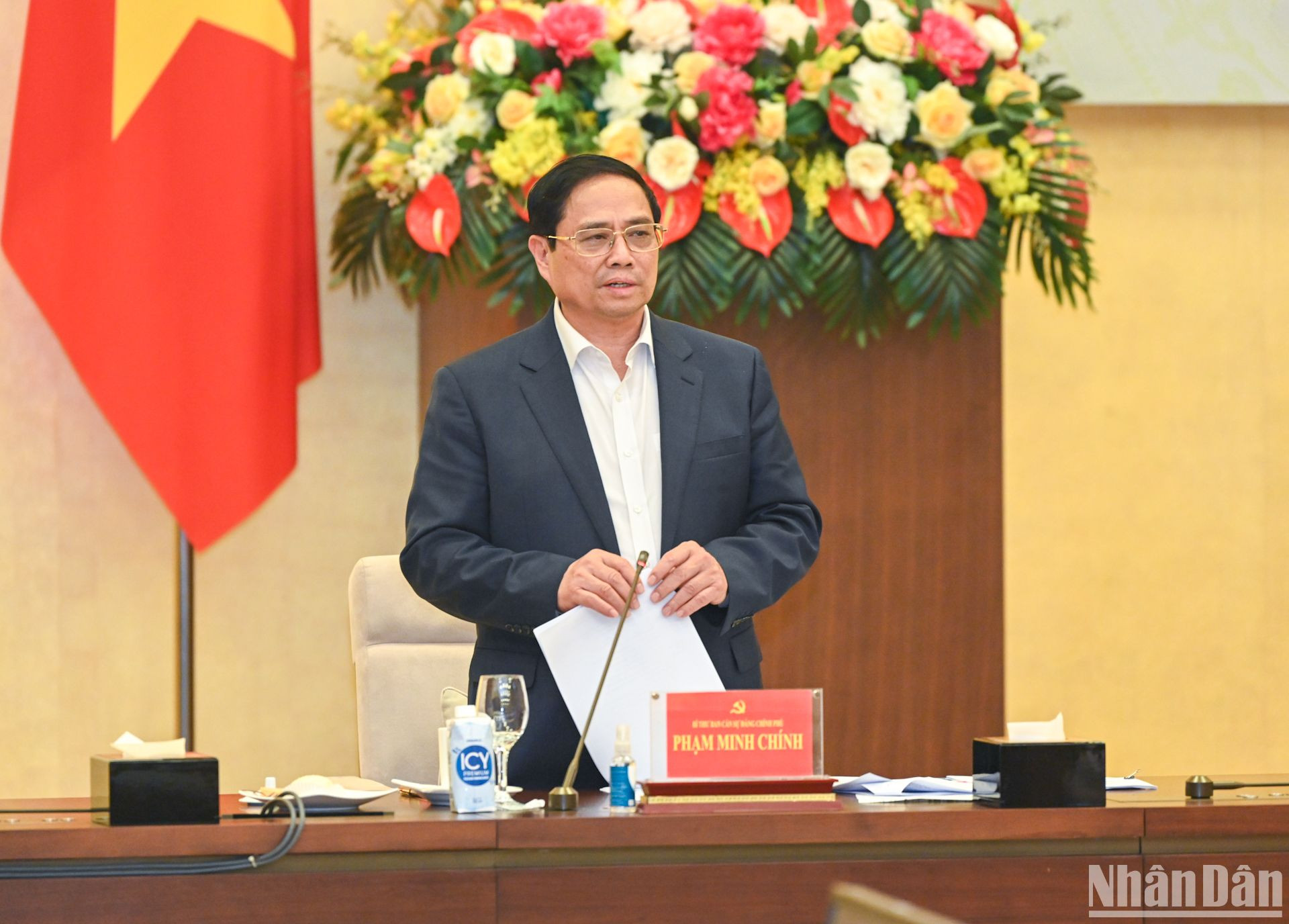 Bí thư Ban Cán sự Đảng Chính phủ, Thủ tướng Chính phủ Phạm Minh Chính phát biểu kết luận hội nghị.