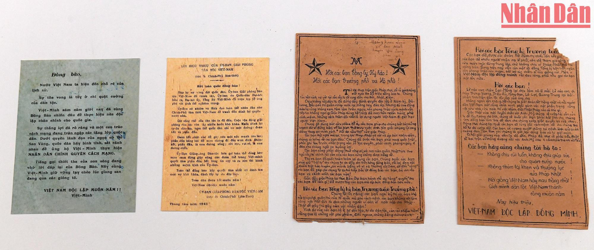 Có hàng trăm truyền đơn cách mạng trong thời kỳ Cách mạng Tháng Tám năm 1945 đang được lưu giữ tại bảo tàng.